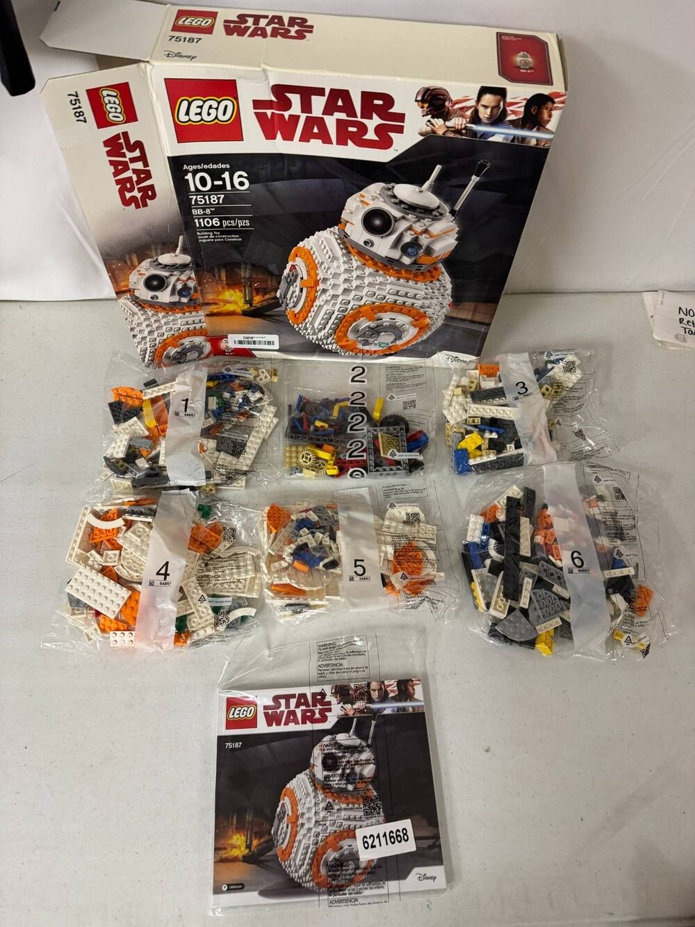 LEGO Star Wars 75187 BB-8 Building Toy Set - New Sealed Bags, Original Box